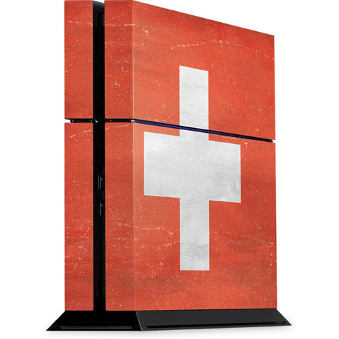 Switzerland Flag Distressed PlayStation PS4 Skins